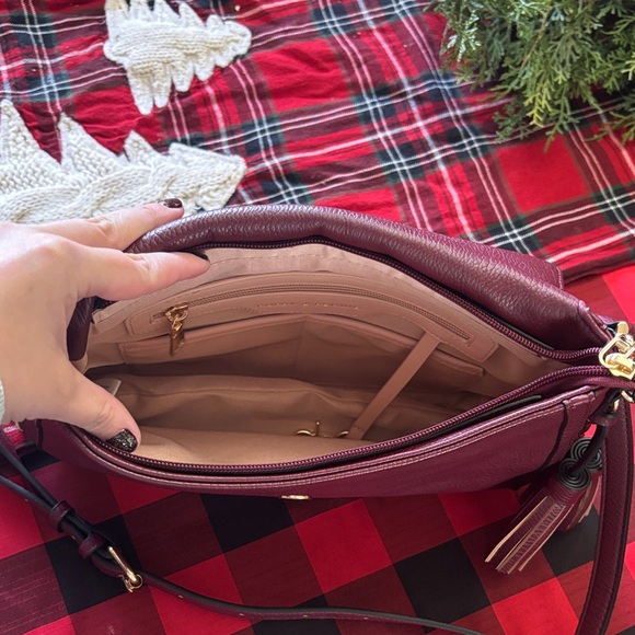 Poppies and Peonies Burgundy Crossbody Bag - Picture 6 of 6